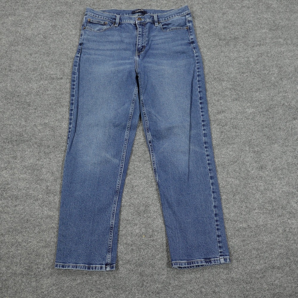 Calvin Klein Jeans Womens 14 Blue Straight Leg Stretch Denim Casual Everyday